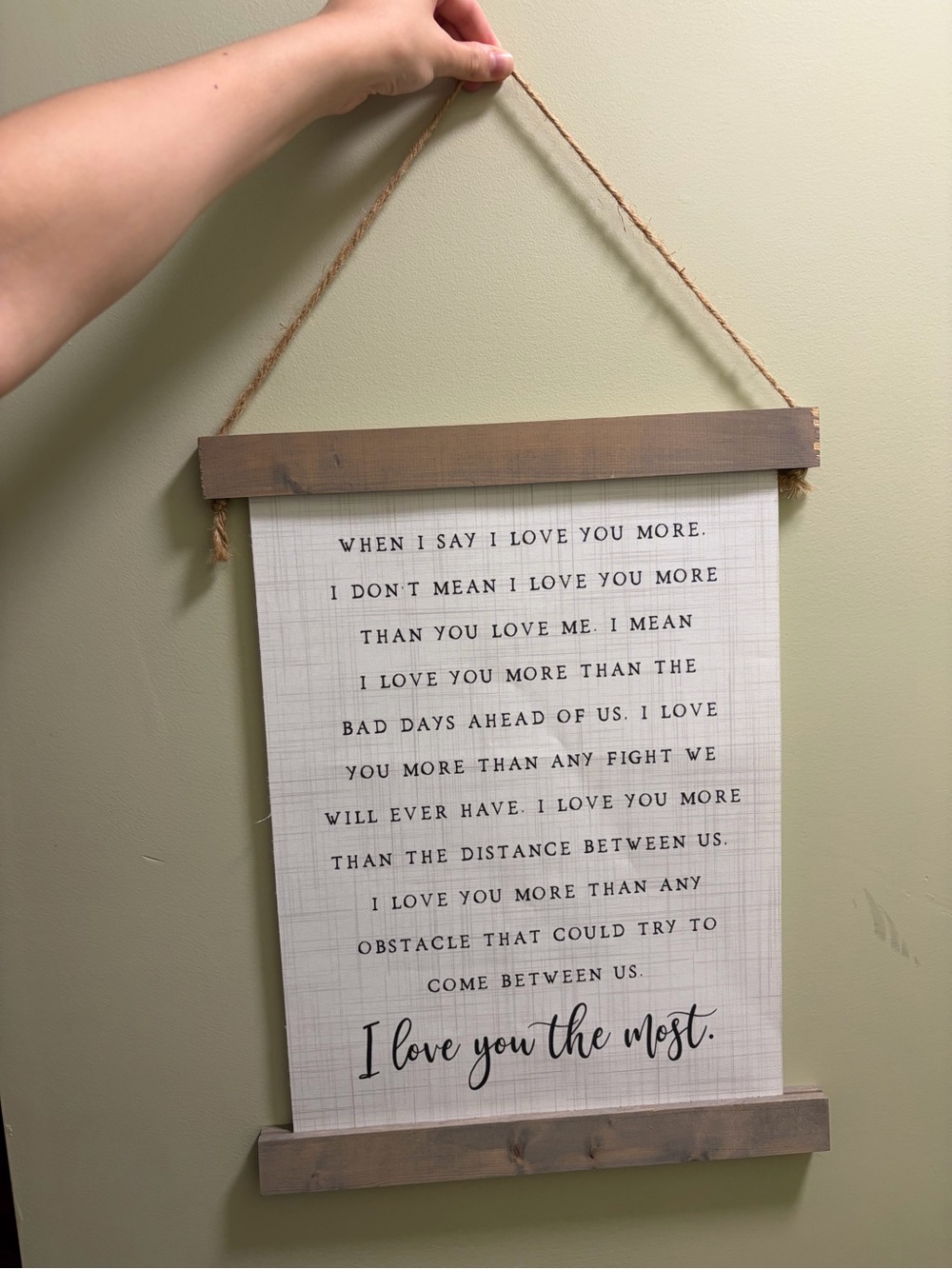 Altar'd State Cream and Brown 'I Love You The Most' Hanging Wall Art